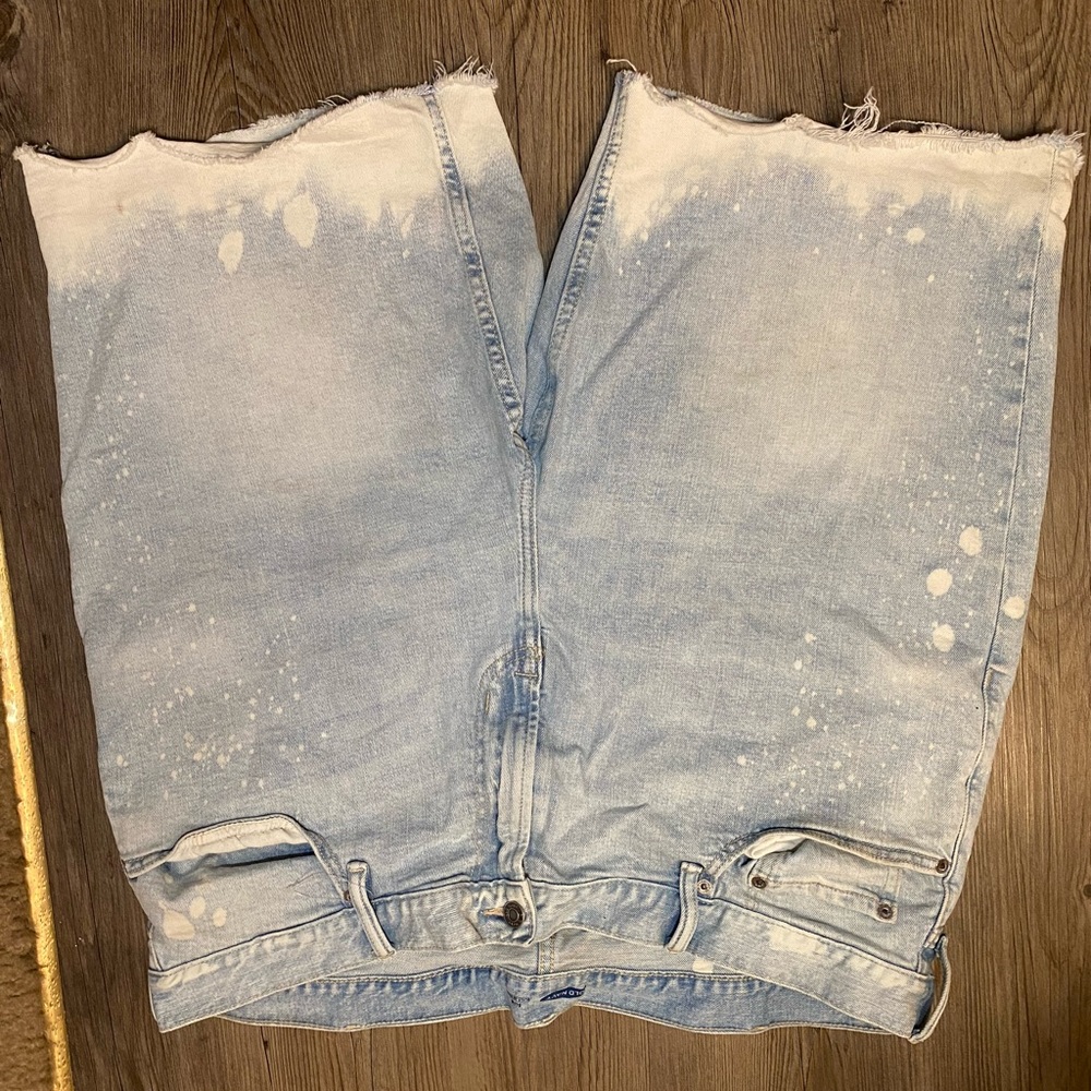 Bleached style blue jean shorts